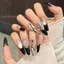 10 Chiếc Bấm Móng Tay Đen Bạc Pháp Mắt Mèo Lấp Lánh Bóng Đèn Handmade Nhân Tạo Acrylic Móng Tay Giả Cho Nữ Dự Tiệc Mặc