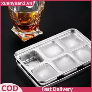 XUAN Ice Cube Khuôn Cà Phê Tủ Đông Khay Khối Thép Không Gỉ Chống Mài Mòn Không Làm Hình Cầu Nắp Thép Hộp VN