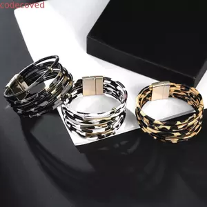 CODECOVED Da Báo Vòng Tay, Phong Cách Bohemian Tay Trang Sức Nhiều Lớp Lắc Tay, Vintage Phóng Đại Mặt Rộng Retro Vòng Tay Bé Gái