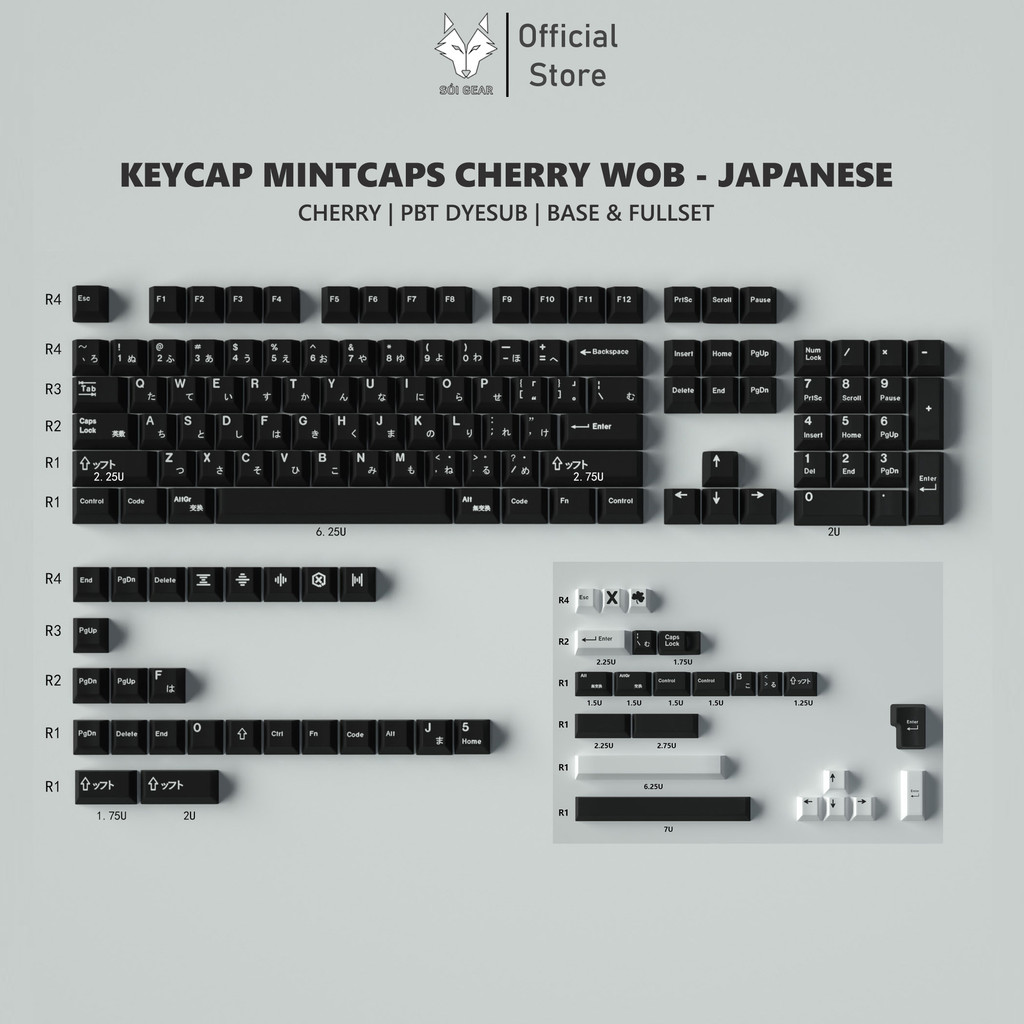 [HỎA TỐC HN - HCM] Bộ nút bàn phím cơ | Keycap Mintcaps Cherry WOB - Japanese PBT dyesub | BigBuy360 - bigbuy360.vn