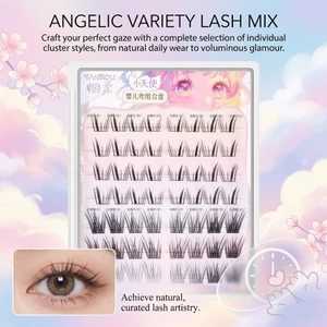 C Curl Angled Wing Lông mi giả Sợi tổng hợp màu đen Nhìn tự nhiên 8-13mm Chiều dài hỗn hợp