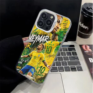 Ốp lưng iPhone Neymar No. 10 phủ kim loại hoa văn IMD iP 17 16 15 14 13 12 11 Pro Max Plus X Max 7 8 Plus Air