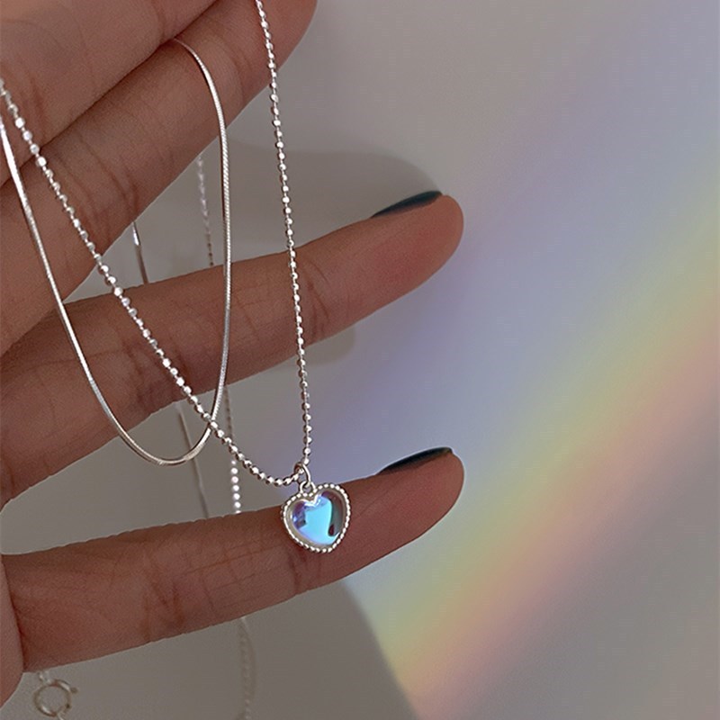 Vòng cổ hai lớp bằng bạc nguyên chất Aurora Heart