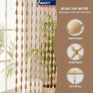 MAKY Màu Trơn Đính Hạt Dây Rèm Cho Phòng Khách Cửa Có Dép Phòng Chia Tiệc Trang Trí Sự Kiện 1 VN