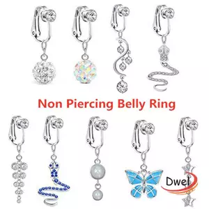 DWEL Rốn Nhẫn Bướm Đi Biển Phụ Kiện Bụng Nút Vòng Kẹp Trên Bông Tai Sụn Kẹp Giả Bụng Xuyên