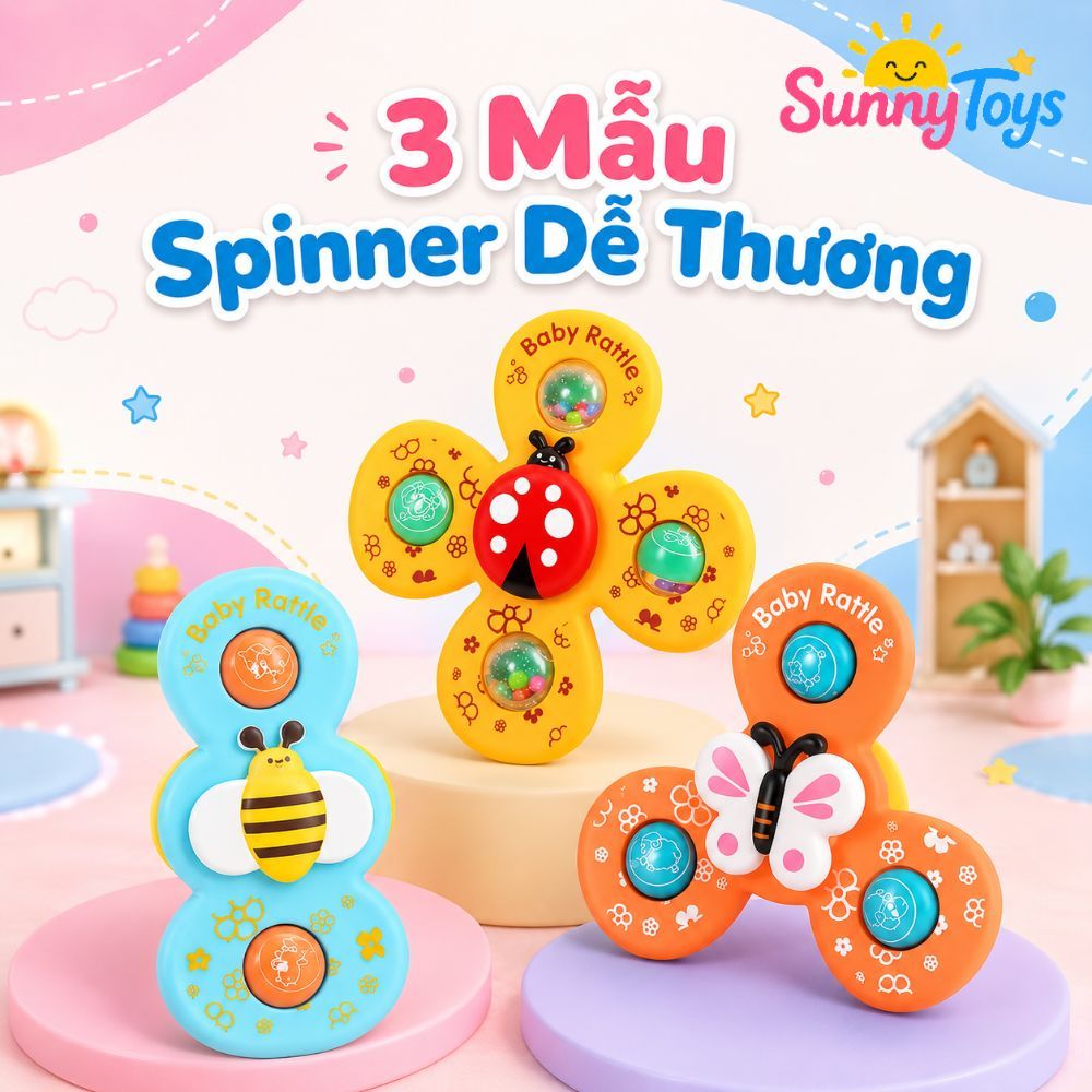 Bộ Con Quay Hít Dính Hình Côn Trùng SunnyToys - Xoay Vui Nhộn Kèm Lục Lạc Cho Bé
