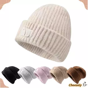 CHEESELY Beanies, Mũ ấm dệt kim màu trơn, Mũ dệt kim chống gió thời trang dành cho nữ Unisex
