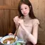 Tay phồng Ôm Hơn Nhìn Ngọt Ngào Nơ Hồng Tay Ngắn Top Mùa Hè Phong Cách Mới Cổ Vuông Rời Phù Hợp Với Nhỏ