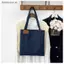 # HB # Túi Tote Denim màu xanh đậm Miếng dán phía trước chống mài mòn Nhà thơ Dây đeo chắc chắn mềm mại để đi học Sách tạp hóa mang theo.