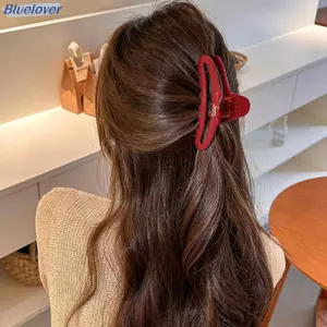 Bluelover Pháp Acetate Chữ Vàng Nhãn Rỗng Cá Mập Kẹp Phụ Kiện Tóc Nữ Sang Trọng Kẹp Tóc Thời Trang Phụ Kiện Tóc Mới