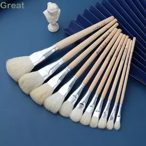 TUYỆT VỜI 11 Bộ cọ len nghệ thuật gốm, Bàn chải len Bàn chải sơn gốm bằng gỗ, Đồ dùng nghệ thuật du lịch mềm mại DIY Tranh bút Đồ dùng nghệ thuật