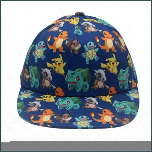 SQ11 Hoạt Hình Dễ Thương Pokemon Pikachu In Vành Phẳng Hip Hop Mũ Charmander Bulbasaur Mũ Bóng Chày