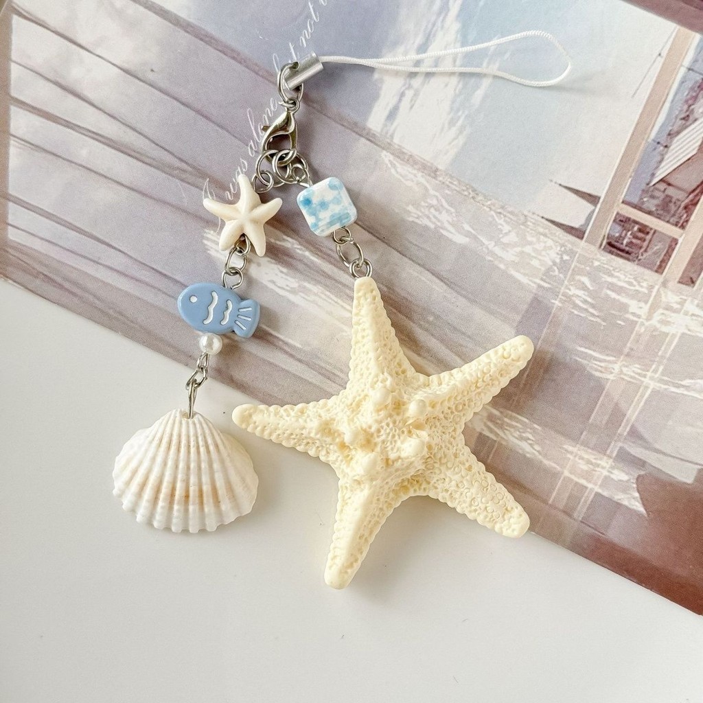 Cửa hàng bán chạy!!!Phụ kiện điện thoại di động [Ocean Series] Vỏ đại dương Sao biển Móc khóa Mặt dây chuyền túi đi học Mặt dây chuyền điện thoại di động Mặt dây chuyền phong cách đảo Điện thoại di động đa năng