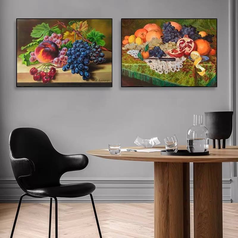 Giỏ đựng trái cây và rau quả Bắc Âu Canvas Poster Tranh thực phẩm đầy màu sắc Nhà bếp và Phòng ăn Trang trí Nghệ thuật treo tường