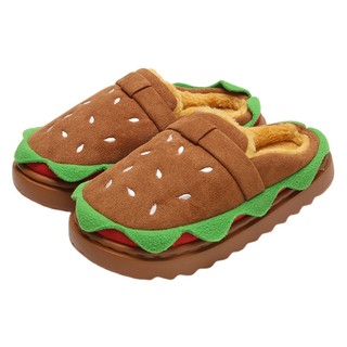 XIXITIAO Dép Cotton Mùa Đông Nữ Dễ Thương Vui Nhộn Burger Lông Cừu Phòng Ngủ Ấm Áp Nhà Thoải Mái