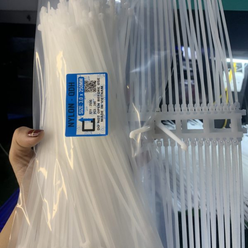 Set 100 Tái sử dụng được Dây rút nhựa dây thít nhựa trắng và đen chất lượng cao tiết kiệm chị phí - FE123