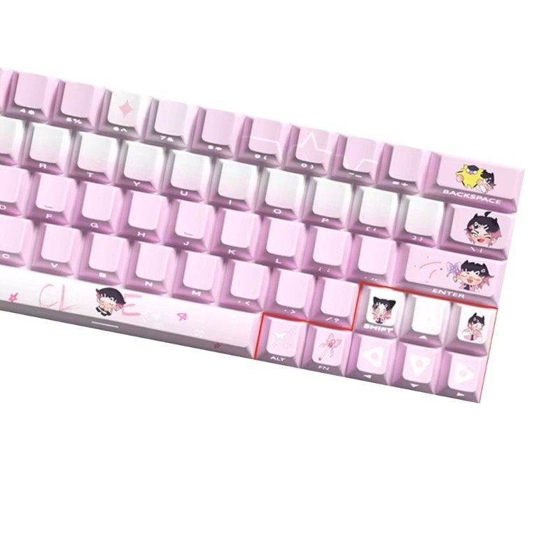 IOR Keycaps 64 74Key Side In Backlit Keycap Set Clove Pink Theme Dye Thăng hoa cho 60 61 63 64 65 67 68 Bàn phím