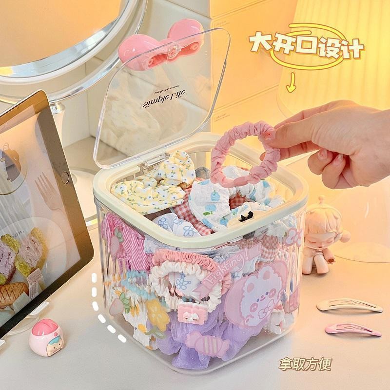 Để Bàn Trong Suốt Di Động Hộp Bảo Quản Kẹp Tóc Phụ Kiện Tóc Trong Suốt Chống Thấm Nước Chống Bụi Trẻ Em Hộp Bảo Quản Dung Tích Lớn Có Nắp
