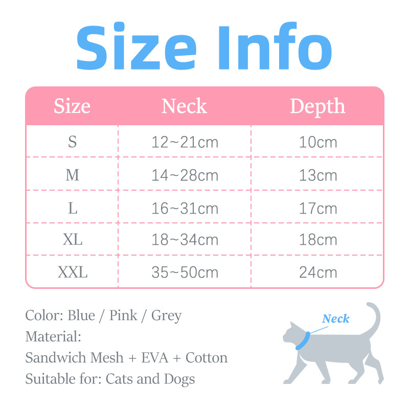 HamshMoc Pet E Collar 360 Lưới thoáng khí Dây buộc có thể điều chỉnh phản quang để phục hồi