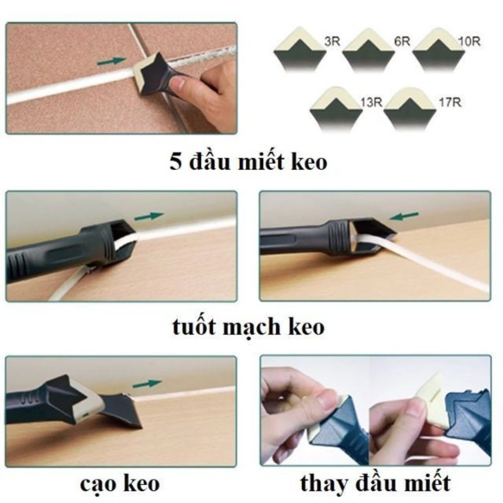 Bộ Dụng Cụ Miết Keo Silicon Chà Ron Gạch, Cạo Cắt Keo Silicone Cửa Kính, Có Thể DIY Tại Nhà, Tiện Lợi, Giá Cả Hợp Lý