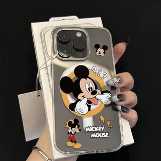 Ốp điện thoại Mickey nghịch ngợm cho iPhone16 15 14 11 13 12 X XS Pro Max XR Mini Xr 7 8 Plus Vỏ bảo vệ từ tính chống sốc trong suốt không màu vàng
