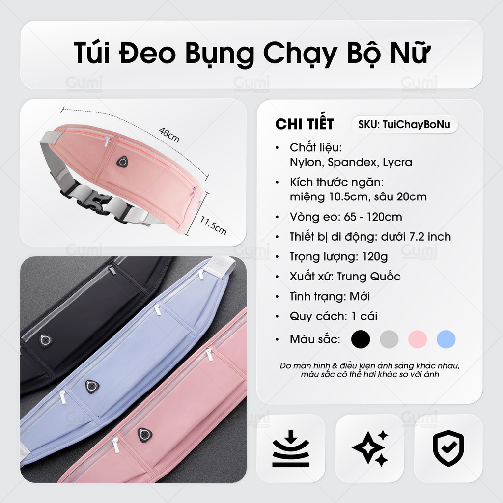Túi Đeo Bụng Chạy Bộ Nữ Thể Thao - Đai Đựng Điện Thoại, Tập Gym, Du Lịch, Phản Quang - TuiChayBoNu - TĐE07-Nu