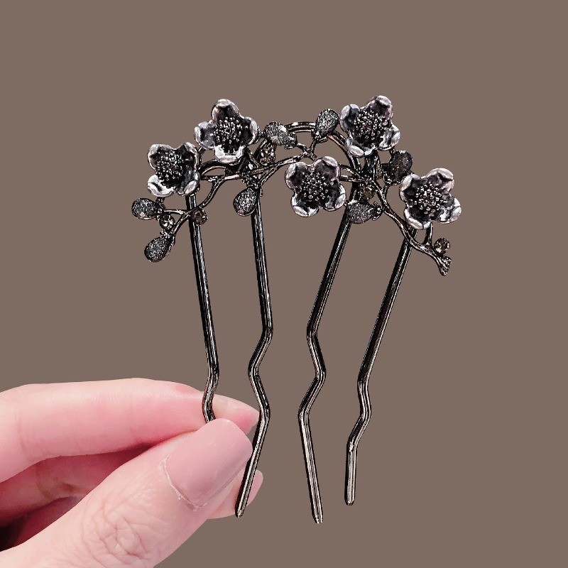 Kẹp tóc hình chữ U tinh tế, cảm giác cao cấp, phong cách quốc gia - Mẫu hoa thời trang
