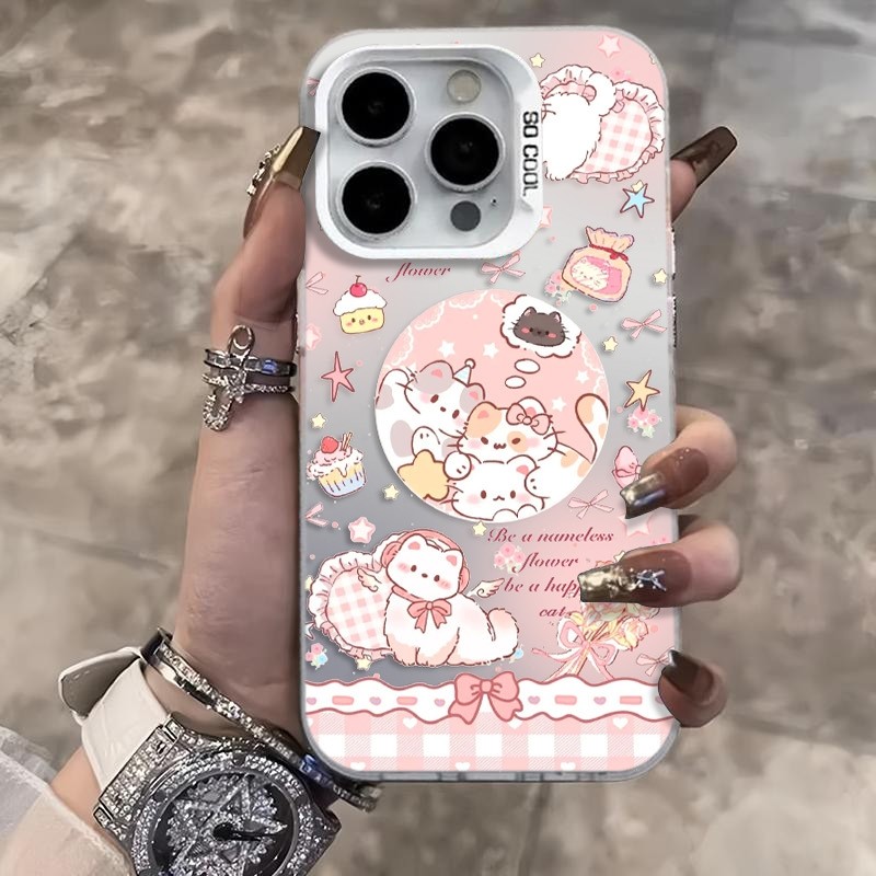 Ốp Lưng iPhone Hình Mèo Gối Trái Tim Dễ Thương - Tương Thích 16/15/14/13/12/11 Pro Max, XS Max, X