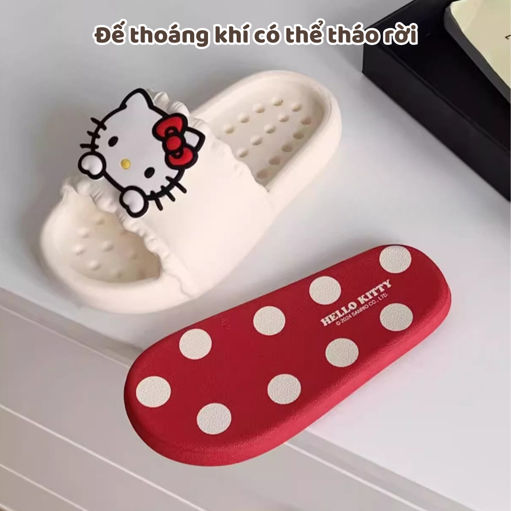 Dép Đi Trong Nhà Hello Kitty Cao Su Eva Êm Chân Mềm Nhẹ Chống Trơn Trượt, Dép Nhà Tắm Văn Phòng Thoáng Khí