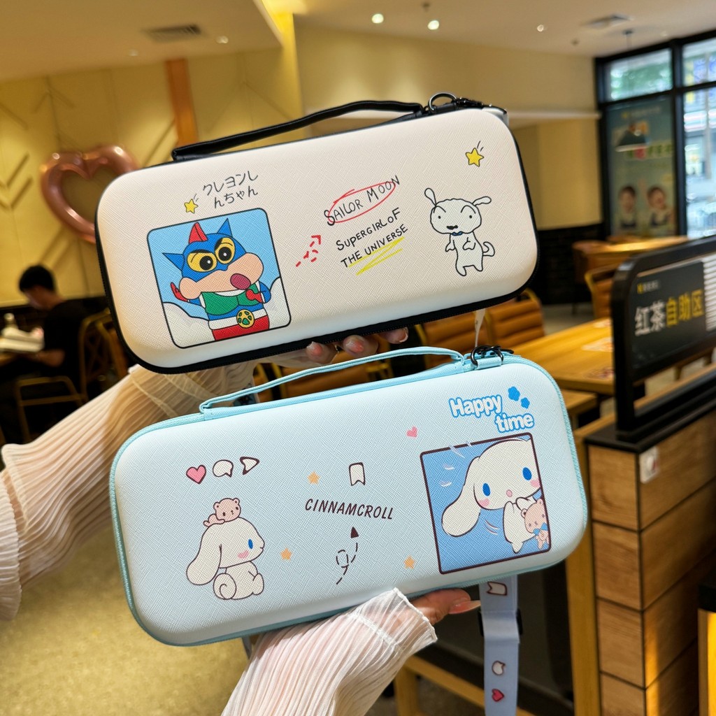 Túi đựng cứng di động Crayon Shin-Chan dễ thương có dây đeo chéo cho Nintendo Switch 2 (2025) 10 Hộp đựng thẻ trò chơi Kích thước lớn