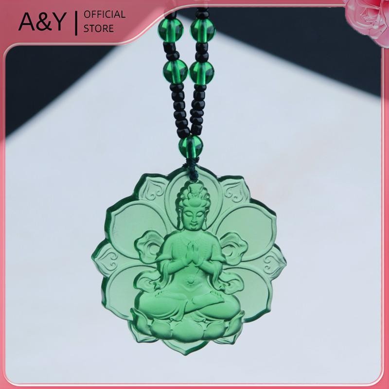 A & Y Vintage - Dây chuyền mặt phật Quán Thế Âm bằng Liuli pha lê tự nhiên, quà tặng may mắn cho nam