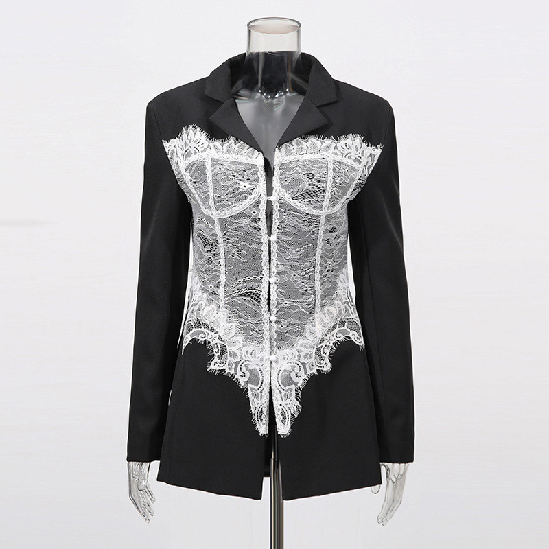 Áo Khoác Corset Cao Cấp Made from Ren Xương Cá, Phù Hợp Mùa Hè 2025, Cổ Chữ V, Tay Dài, Màu Trơn