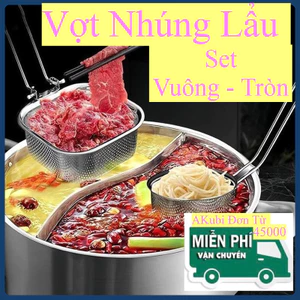 Vợt Nhúng Lẩu, Nhúng Mì - Muôi Cài Nồi Lẩu Lọc Vớt Thức Ăn Nhúng Lẩu Bằng Inox An Toàn