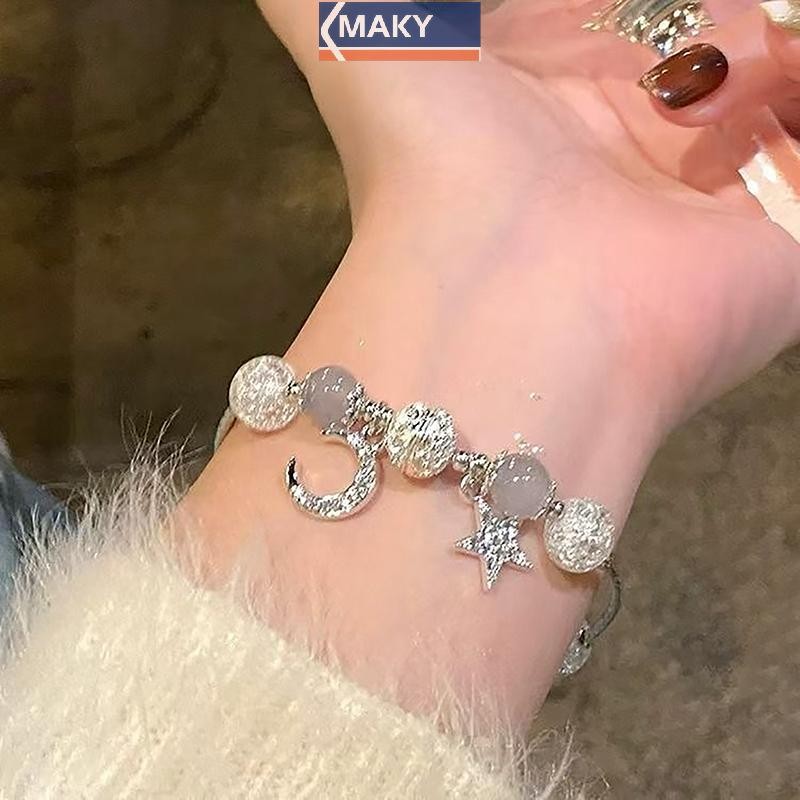 Onetimingcool Thời Trang Ngọt Ngào Pha Lê Đính Hạt Vòng Tay Cho Bé Gái Ngôi Sao Mặt Trăng Mặt Dây Chuyền Vòng Tay Trang Sức Phụ Kiện Tình Bạn Quà Tặng VN