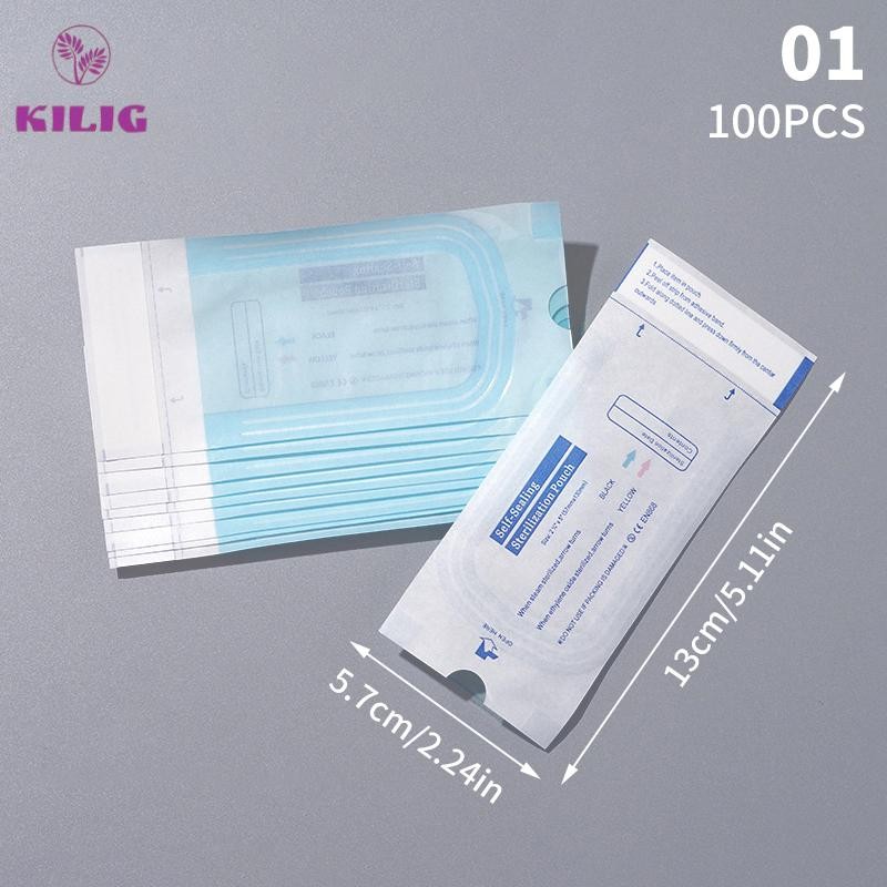Bộ 100 Túi Tiệt Trùng 4 Kích Thước Dùng Một Lần Để Đựng Dụng Cụ Xăm Móng Tay Mới