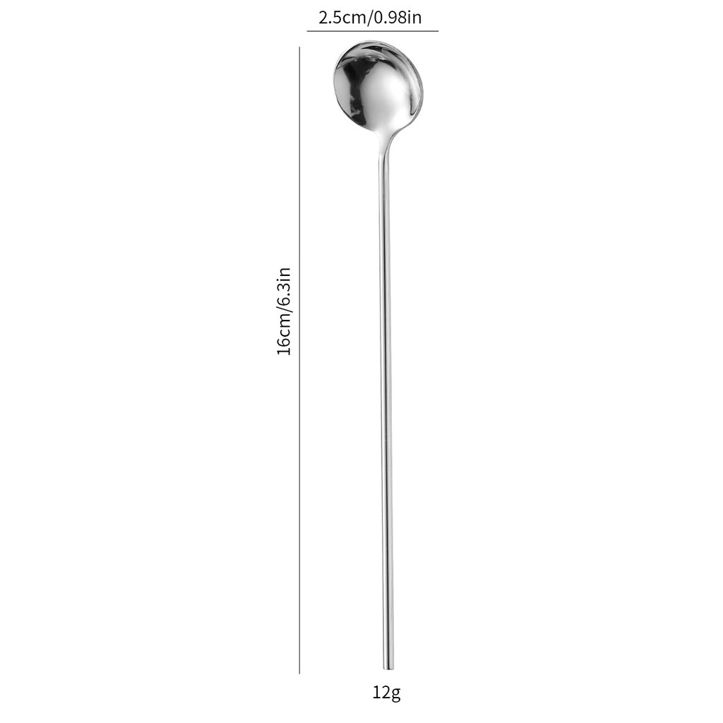 304 Thìa Inox Hộ Gia Đình Bộ Đồ Ăn Thìa Tròn Nhỏ Kem Tráng Miệng Thìa Cà Phê Dày Tay Cầm Dài Khuấy Thìa Nhỏ RDBQ