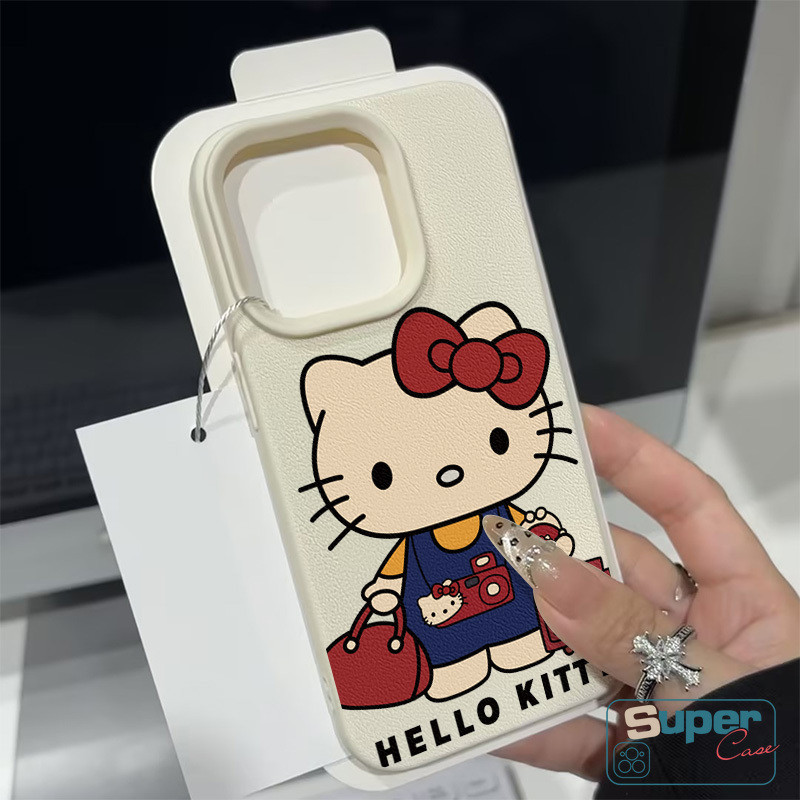 Ốp Lưng Tương Thích Cho IPhone 15 11 13 16 14 12 Pro Max X XS Max XR 14 12 Pro Max 15 14 16 Plus Hoạt Hình Thời Trang Dễ Thương Hello Kitty Da Họa Tiết Cảm Giác Bao Da