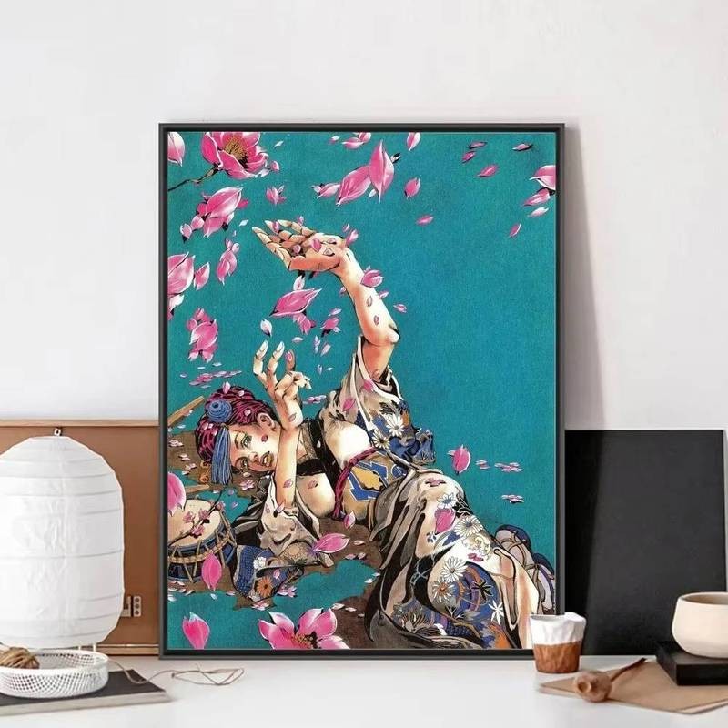 Anime JoJo 's Bizarre Adventure Poster, Không Khung Poster, Kraft, Câu Lạc Bộ, Thanh, Giấy, Vintage, Tranh Treo Tường, Phòng Ngủ, Nhãn Dán Học Tập