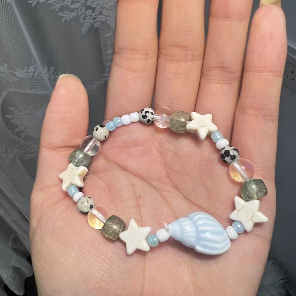 Vòng tay đính cườm hình ngôi sao và ốc sên, thiết kế sang trọng, phù hợp làm phụ kiện thời trang