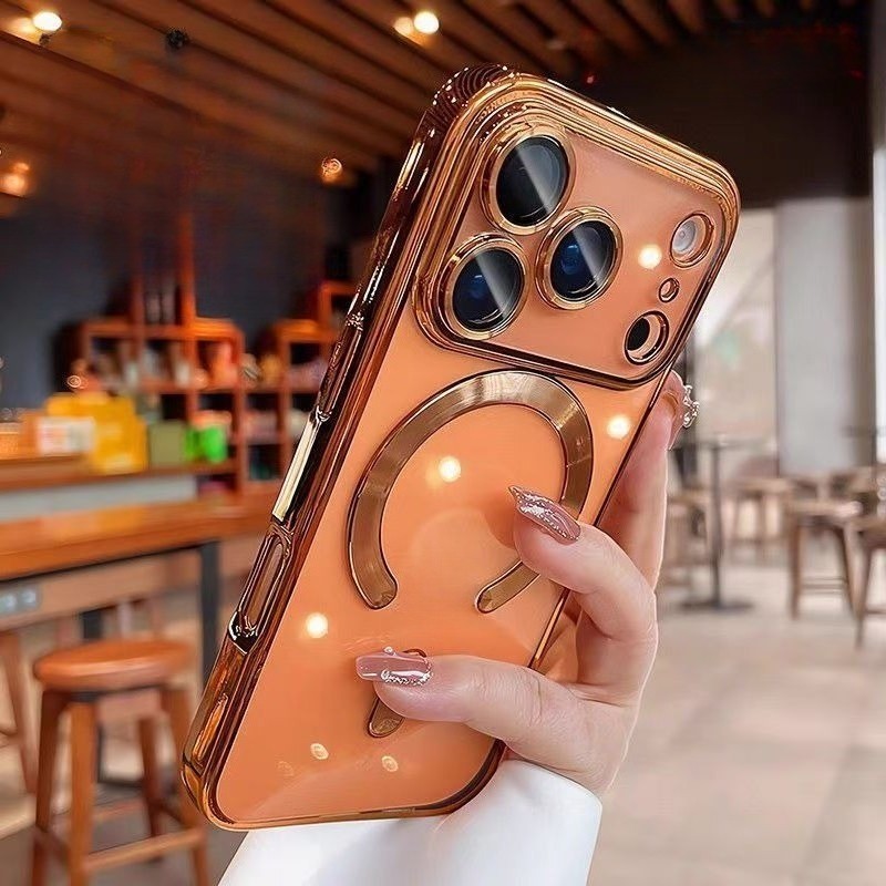 Ốp điện thoại từ tính mạ điện trong suốt sang trọng có màng ống kính Tương thích với iPhone 17 16 15 11 13 12 14 Pro Max Plus 17AIR Ốp lưng