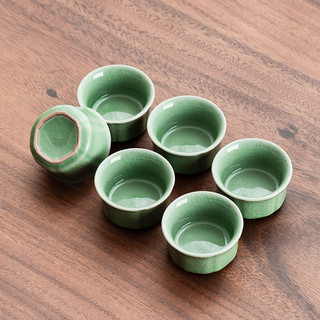 Bộ cốc trà Kung Fu gốm Ge Lò Ru Kiln, 4 chiếc, mở lát, dùng cho gia đình