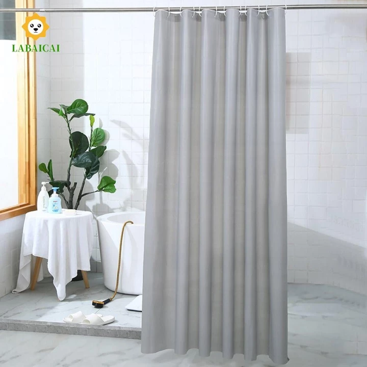Rèm Tắm LABAICAI, Rèm Phòng Tắm Chống Thấm Nước Màu Trơn, Rèm Bồn Tắm 180CM Chống Nấm Mốc Có Móc Vách Ngăn Rèm Trang Trí Nhà Cửa