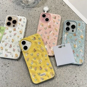 3D Họa Tiết Nhăn Toàn Màn Hình Phong Cách Hàn Quốc Hoa Nhỏ Dành Cho iPhone AIR 17 16 15 14 13 12 Pro Max 16 15 14 Plus Vỏ Kẹo Chống Sốc Mềm