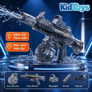 Đồ Chơi Phun Nước Điện M416 Đỏ Nâng Cấp KidToys - Tự Động Phun Nước, Có Đèn LED Vui Nhộn