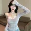 Hot Girl Pure Desire Ren Dây Thiết Kế Dệt Kim Khâu Giả Hai Mảnh Slim-fit Slimm