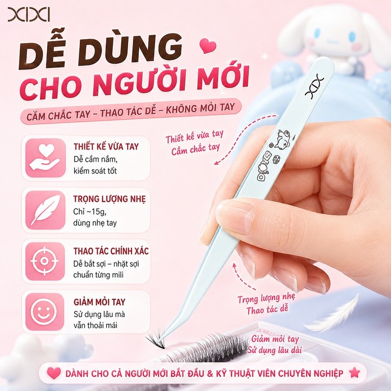 Xixi Nhíp Gắp Lông Mi Giả Lớp Phủ Chống Dính Cao Cấp Hỗ Trợ Gắn Mi Chính Xác Dễ Sử Dụng GJ225