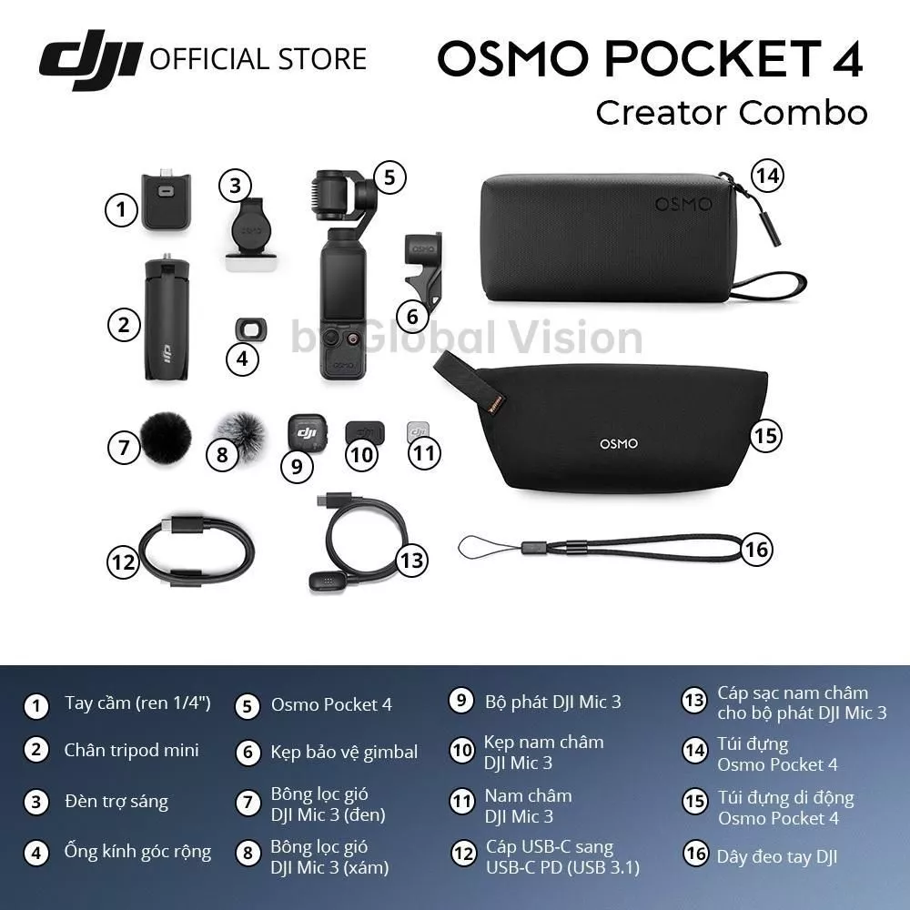 DJI Osmo Pocket 4 - Camera quay vlog bỏ túi nhỏ gọn, cảm biến 1-inch CMOS, quay 4K/240fps, bộ nhớ trong 107GB