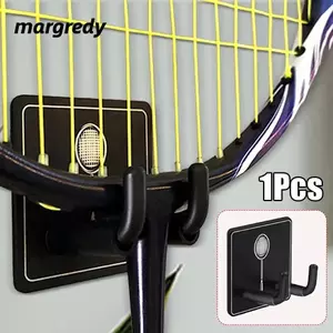 MARGREDY 1 Cái Giá Đỡ Vợt Tennis, Giá Để Đồ Treo Tường Móc Treo Tường, Thép Không Gỉ Có Vỏ Bảo Vệ Silicon Không Lỗ Vợt Móc Treo