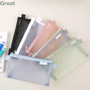 Bút Chì TUYỆT VỜI, Túi Đựng Bút Lưới Dung Tích Lớn, Túi Bảo Quản Trong Suốt Đơn Giản Quà Tặng Học Sinh