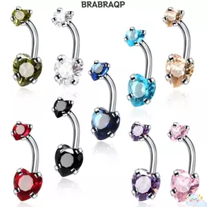 BRBRAAA Rốn Xuyên, Hình Trái Tim Thép Không Gỉ Bụng Nhẫn, Thời Trang Xuyên Pha Lê Bạc Môi Rốn Xuyên Để Trang Trí Tiệc